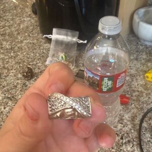 Silver Crystal Pavé Crossover Ring - Women's Fashion Ring